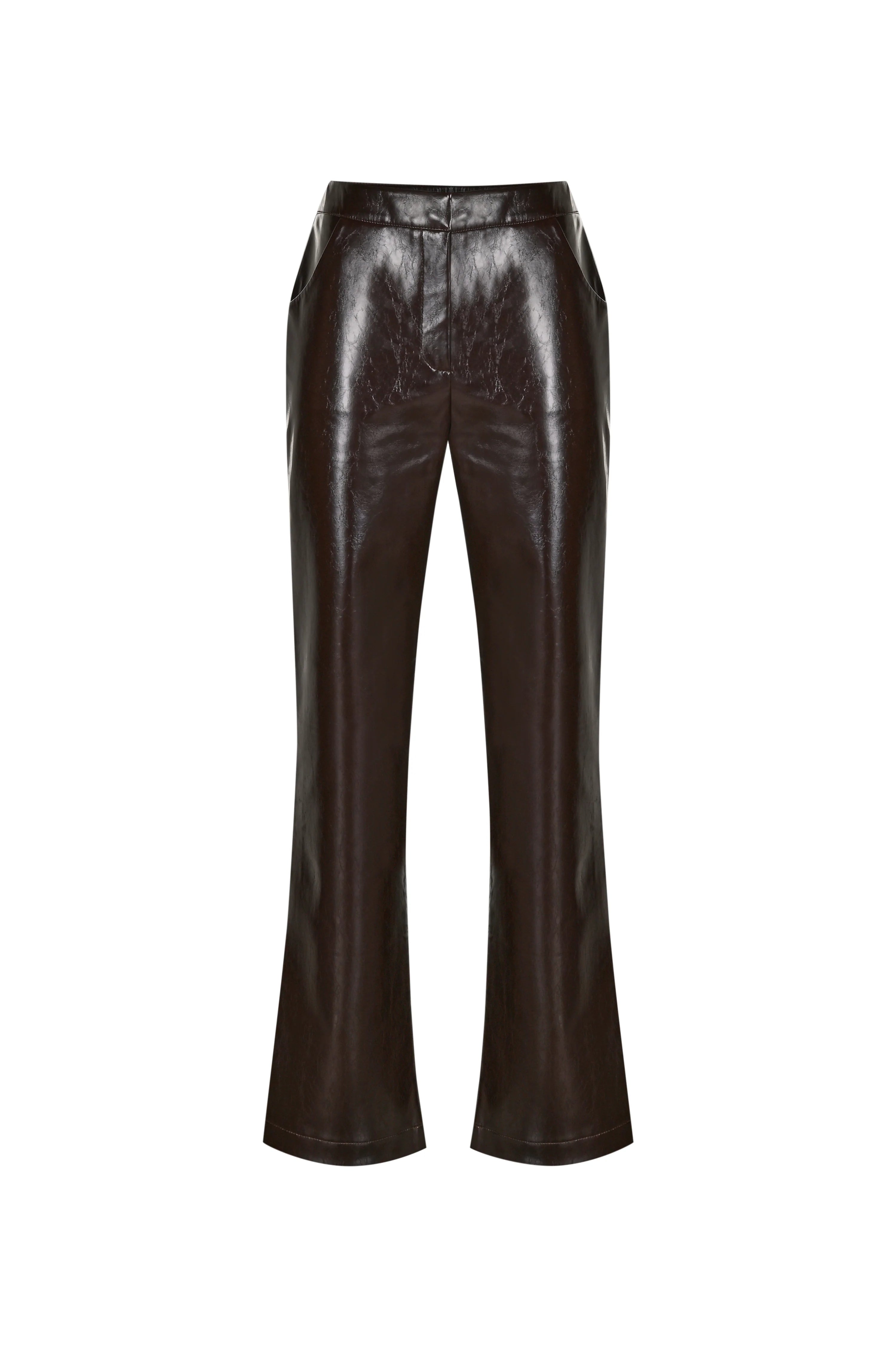 Acı Kahve Damarlı Deri Pantolon