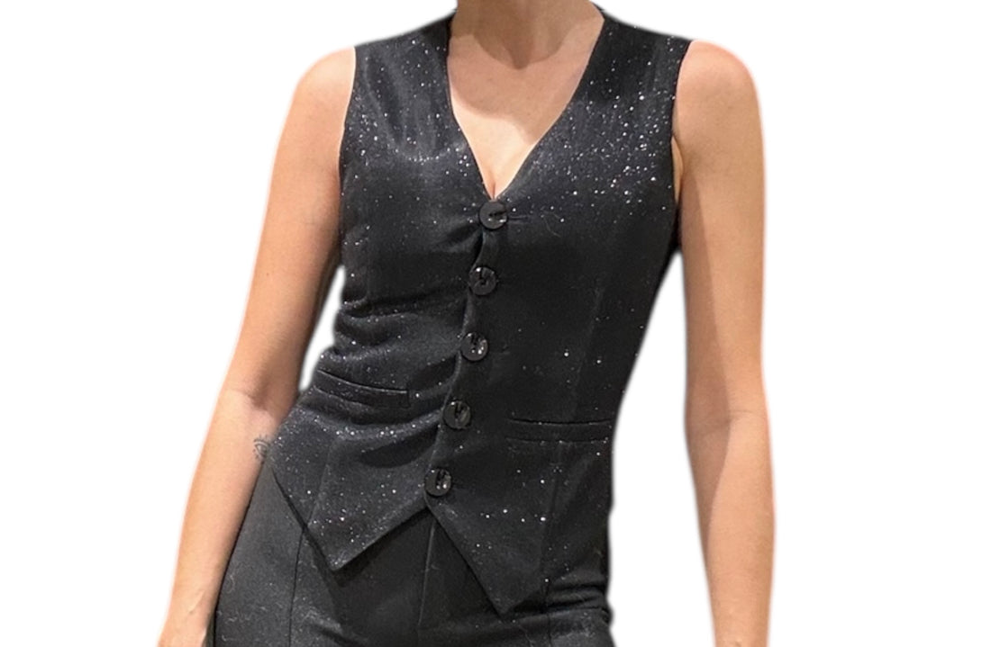 Black Glitter Westcoat