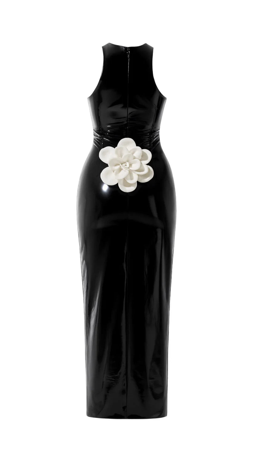 BLOSSOM BLACK MIDI DRESS
