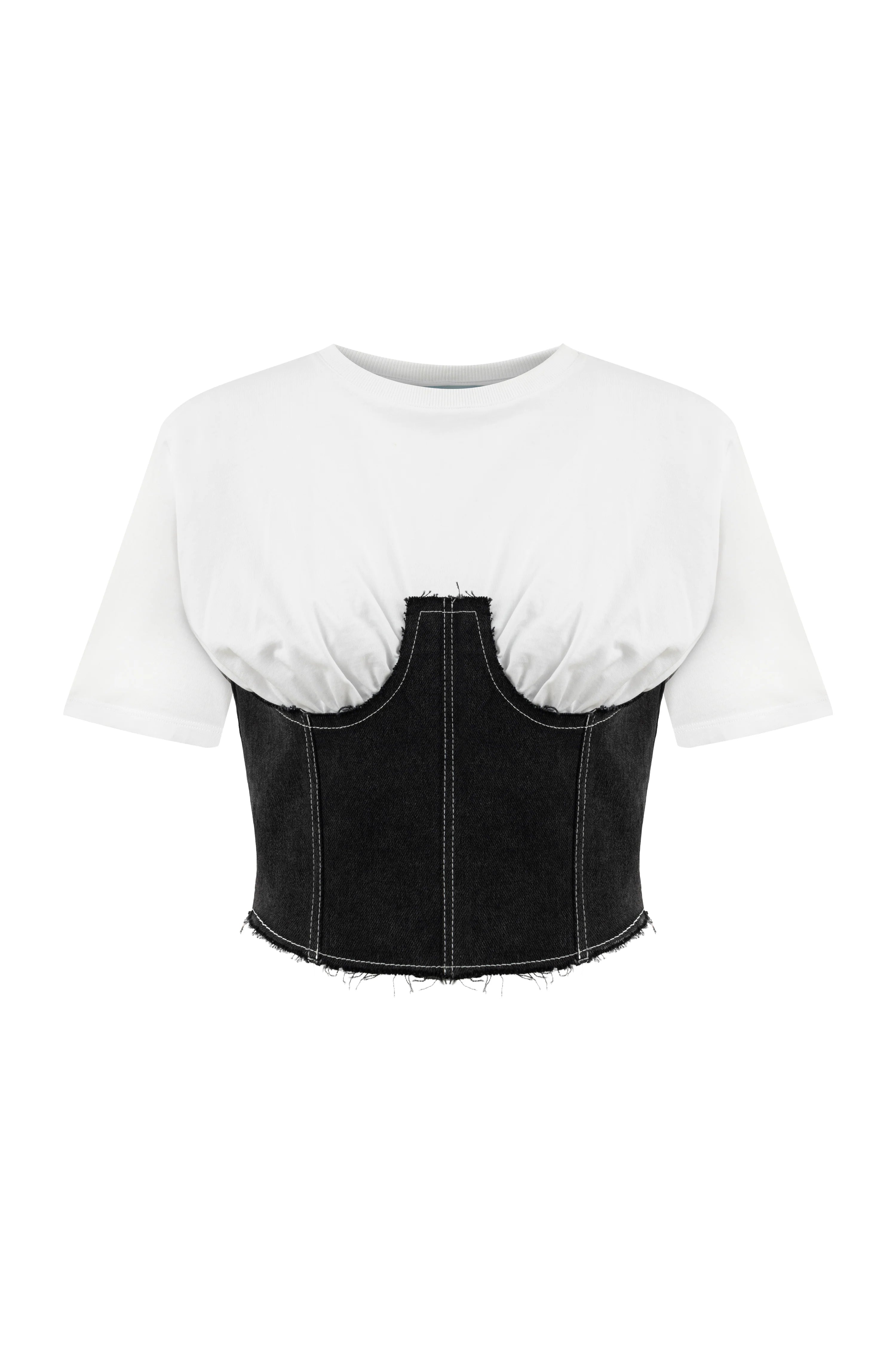 CORSET TEE BLACK DENIM