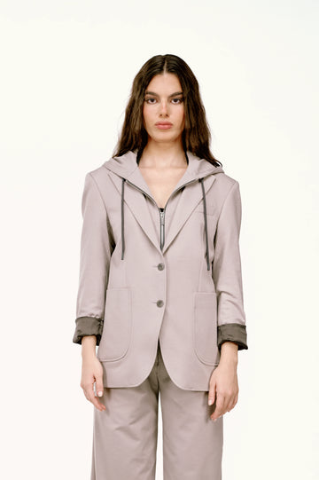 Leo Çıkarılabilir Kapüşonlu Örme Blazer Ceket