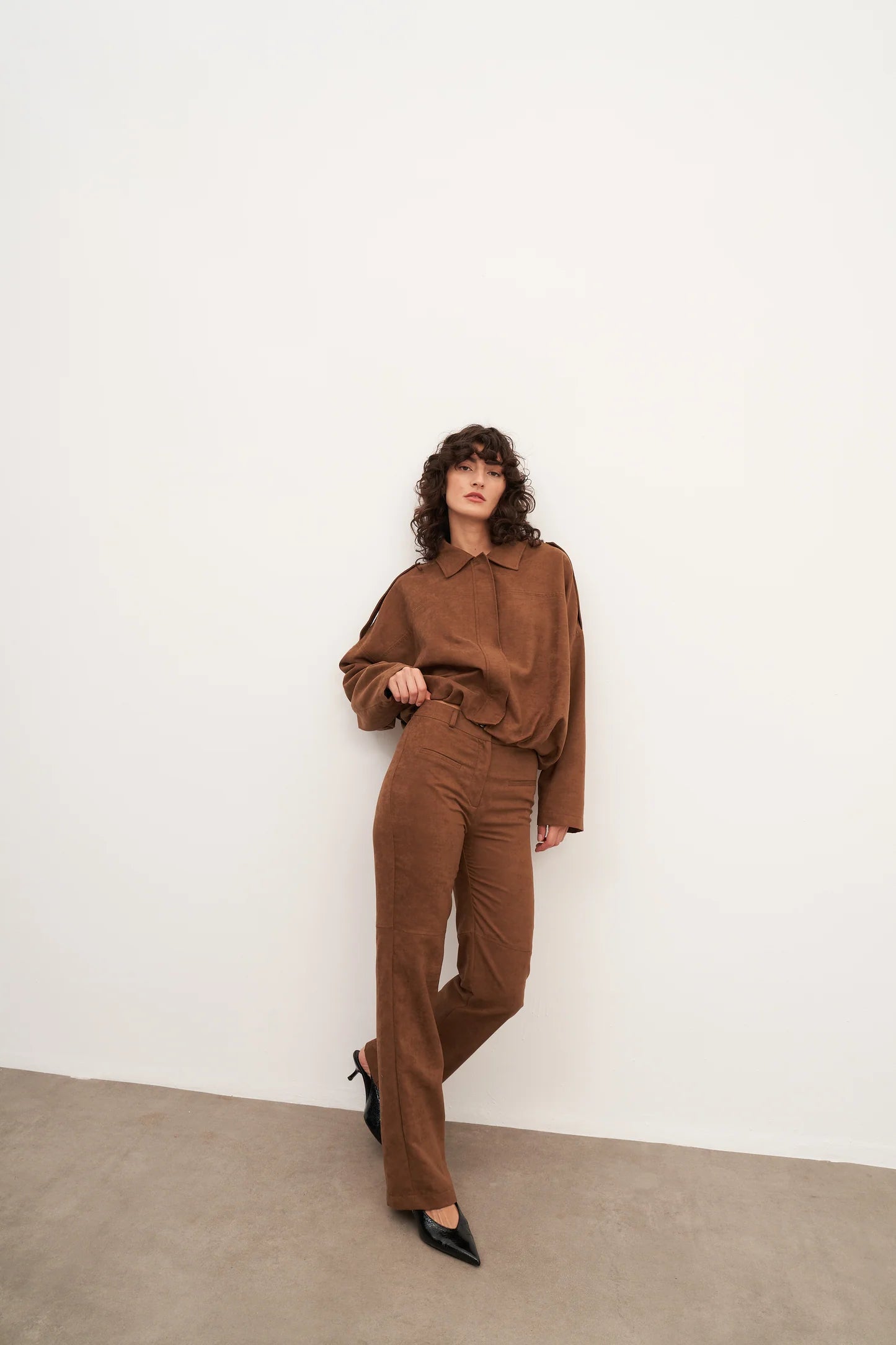 Taba Süet Flare Pantolon