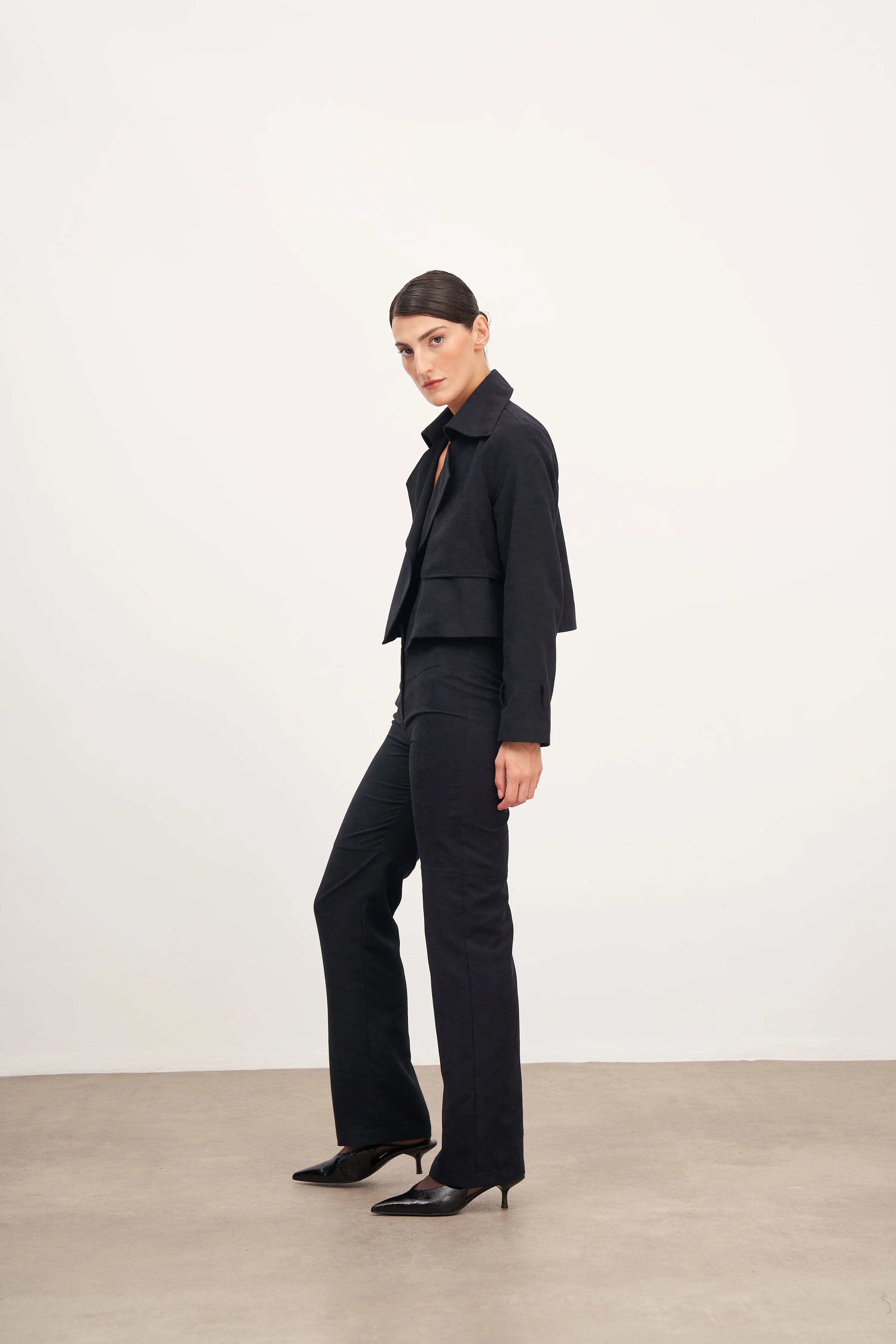 Lacivert Süet Flare Pantolon