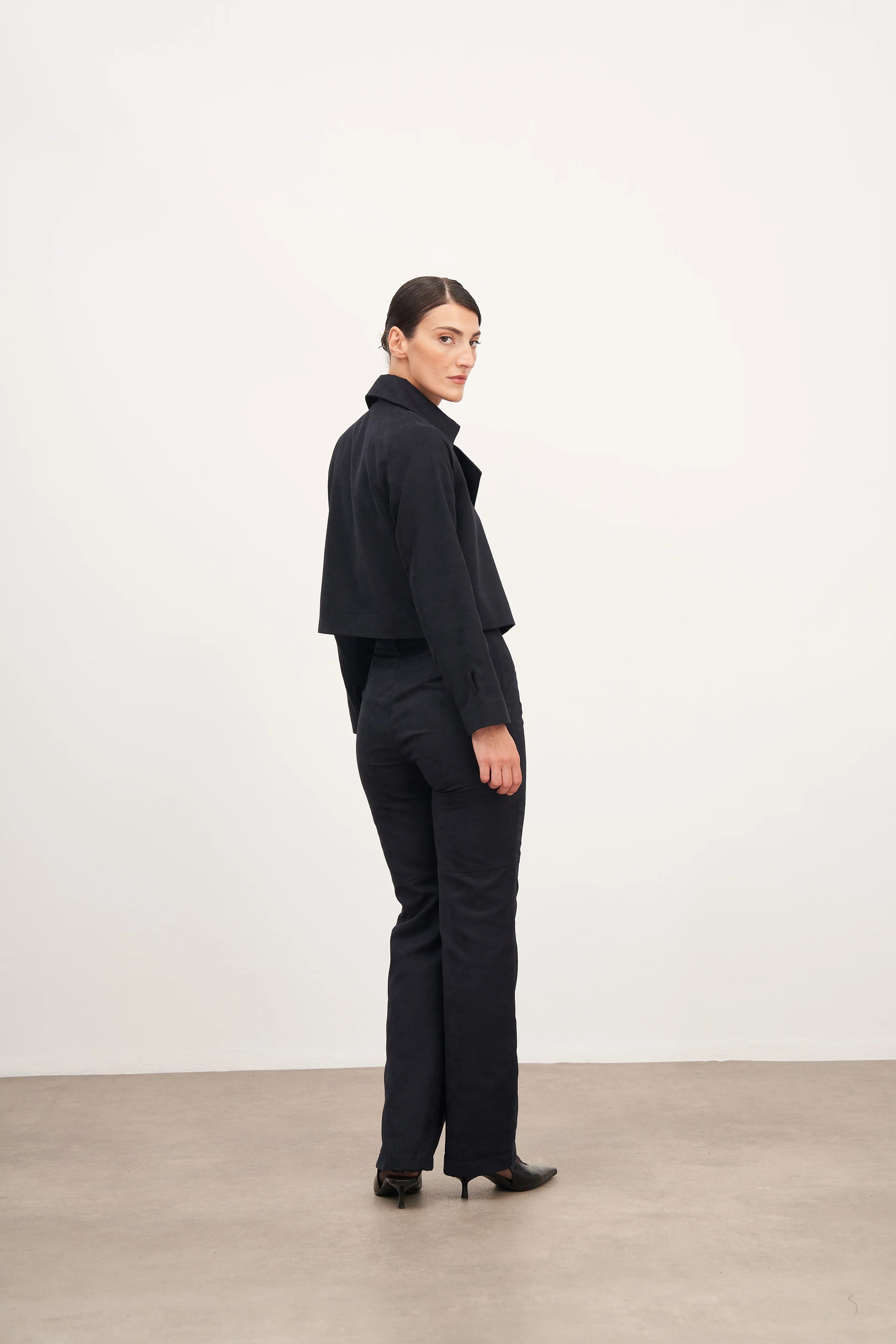 Lacivert Süet Flare Pantolon