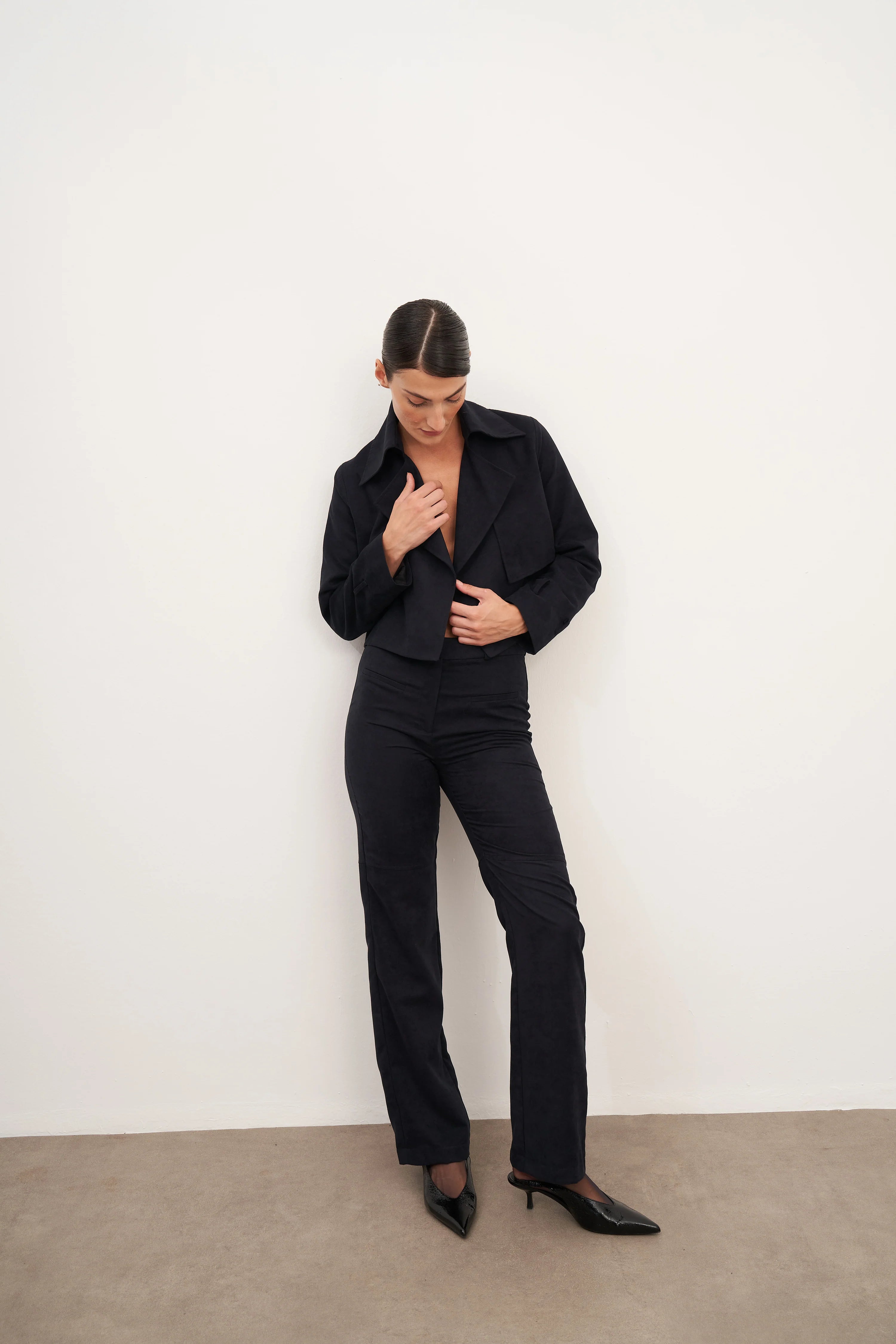 Lacivert Süet Flare Pantolon