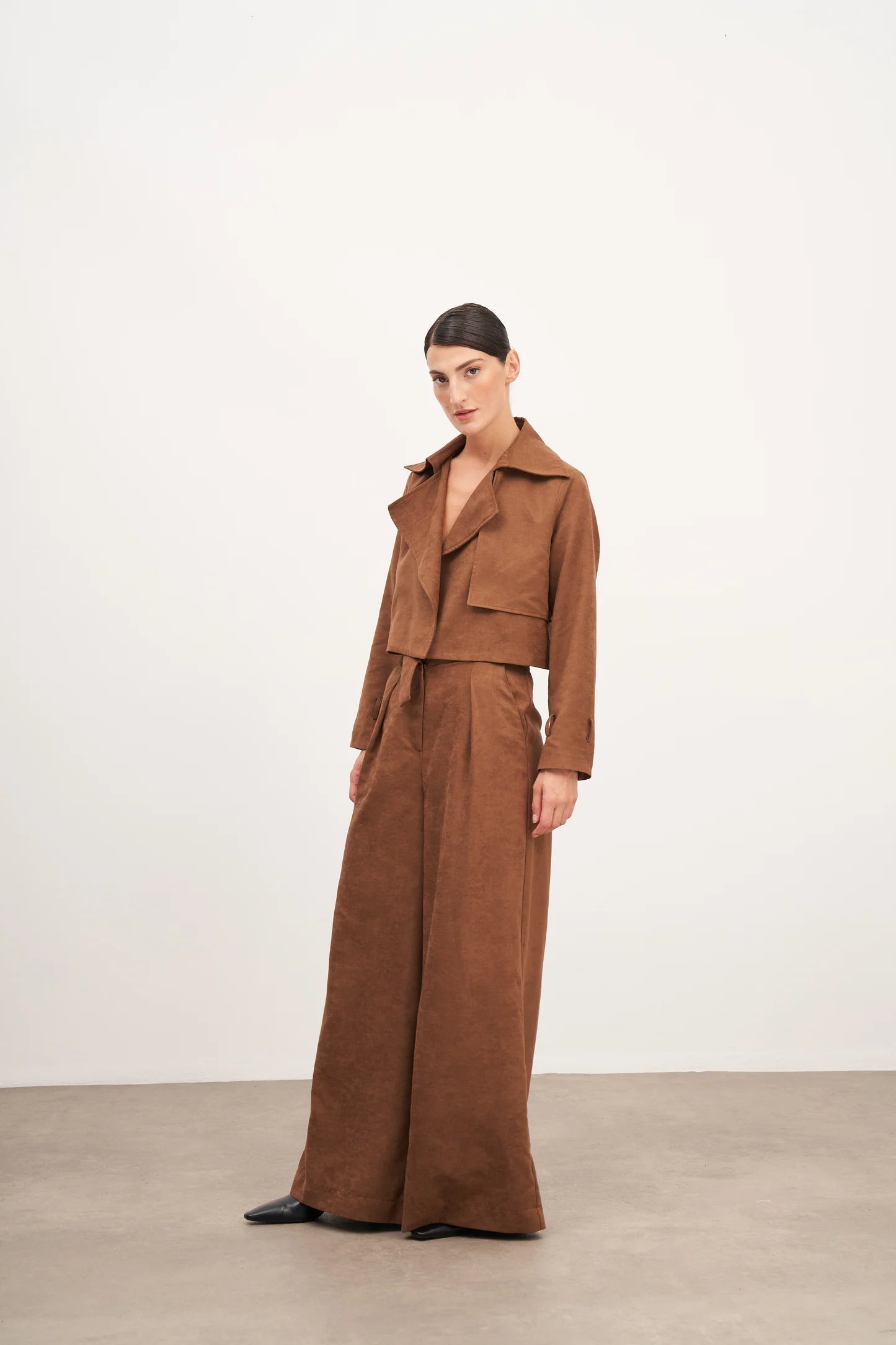 Taba Süet Geniş Paça Pantolon