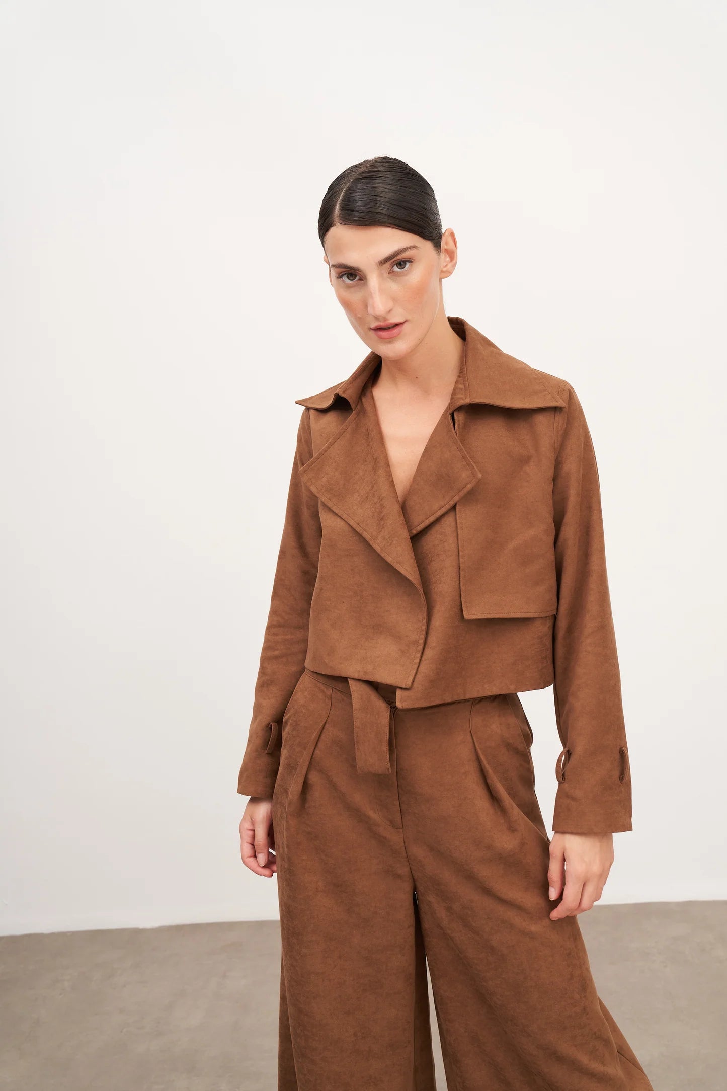 Taba Süet Geniş Paça Pantolon