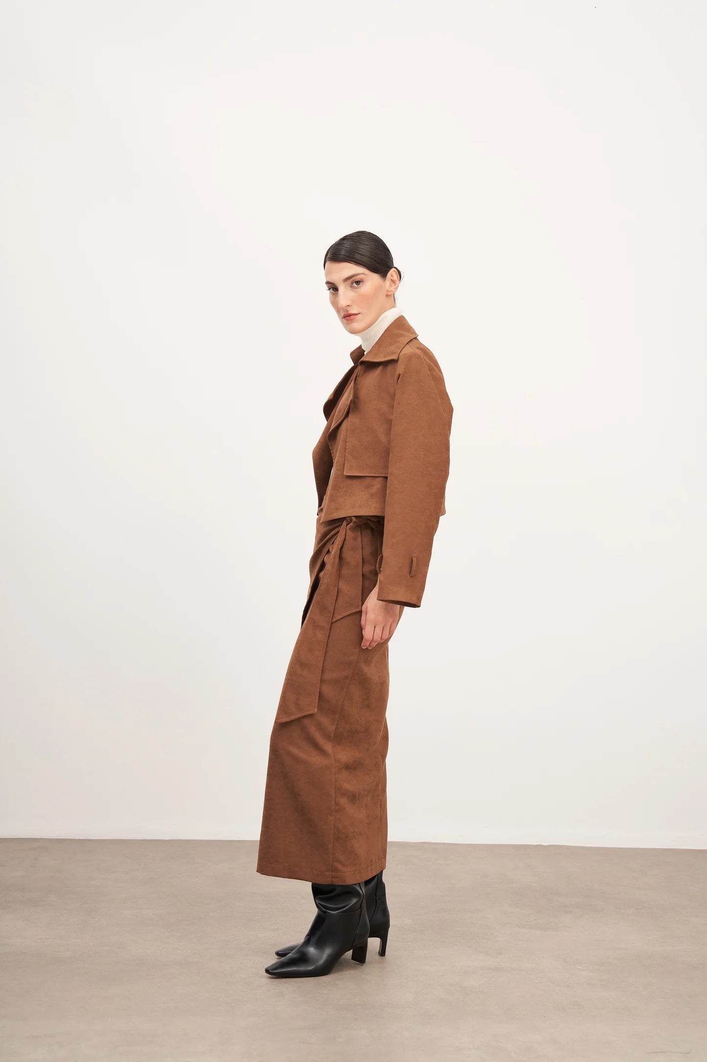 Taba Süet Bağlamalı Uzun Etek