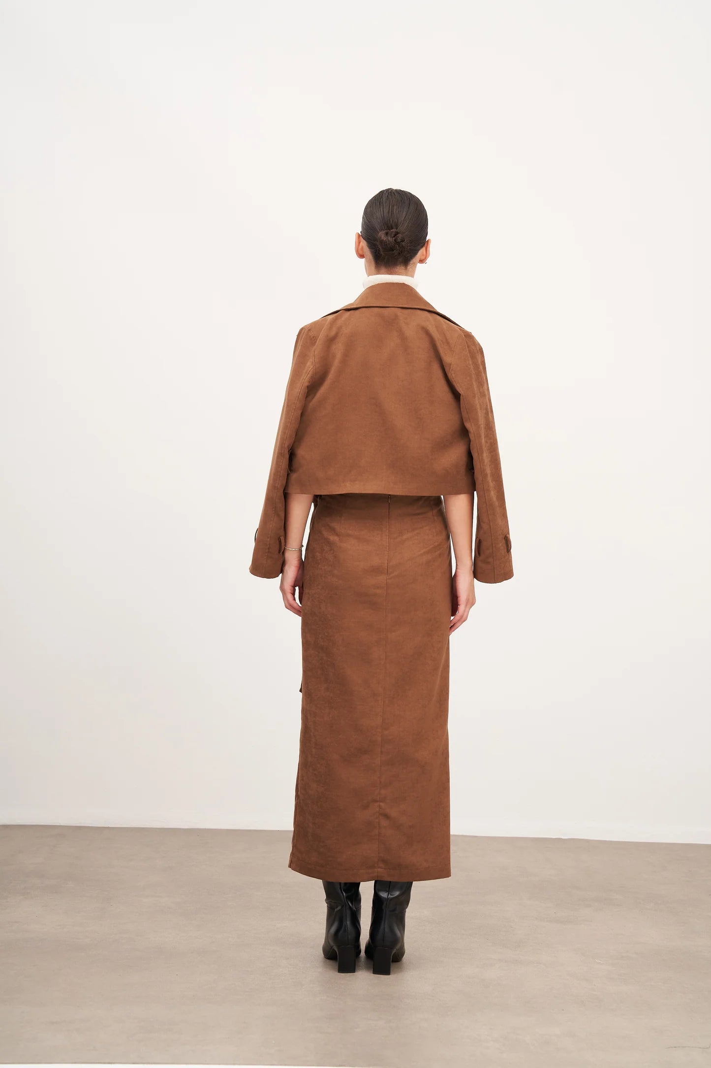 Taba Süet Bağlamalı Uzun Etek