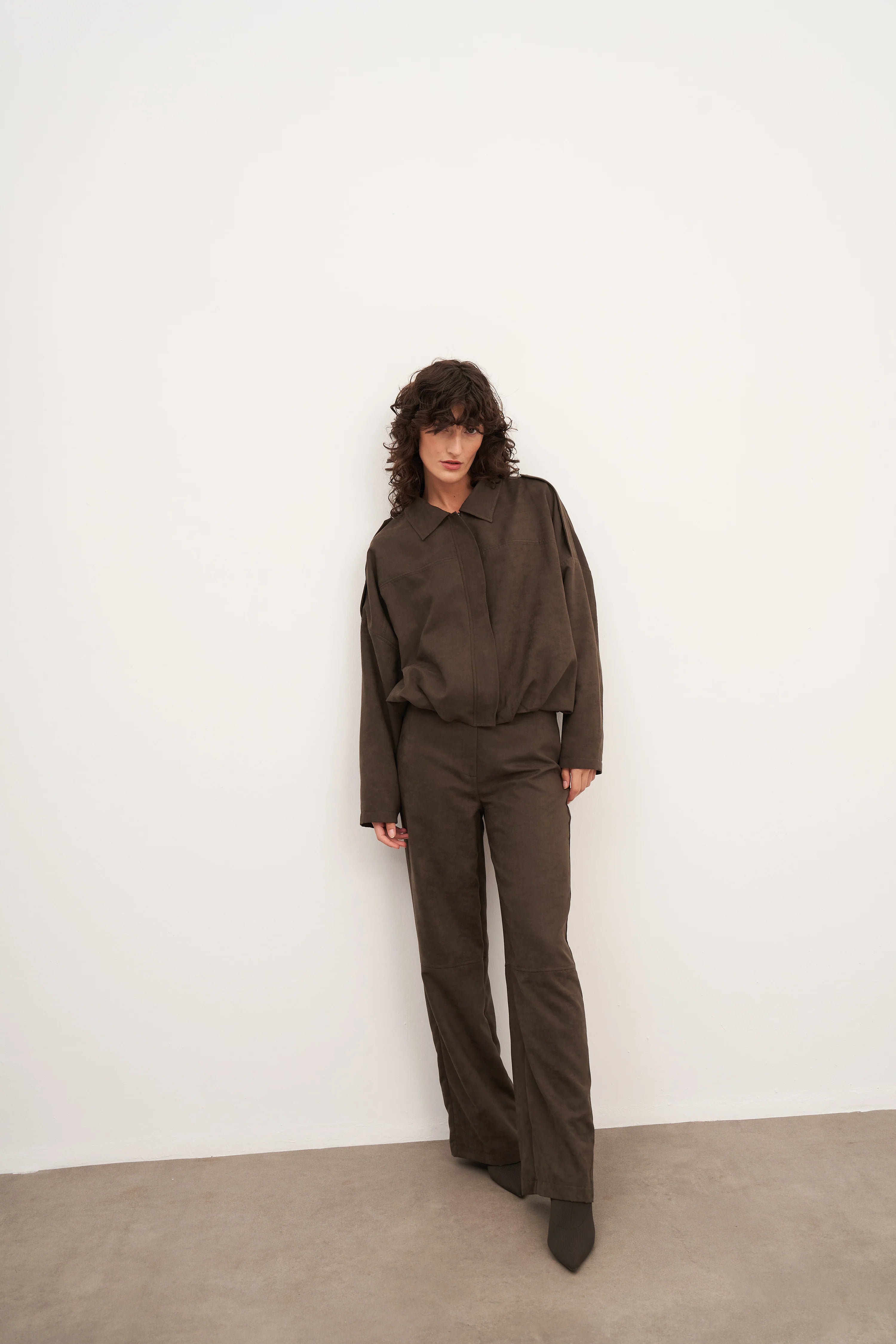 Haki Süet Balon Form Ceket