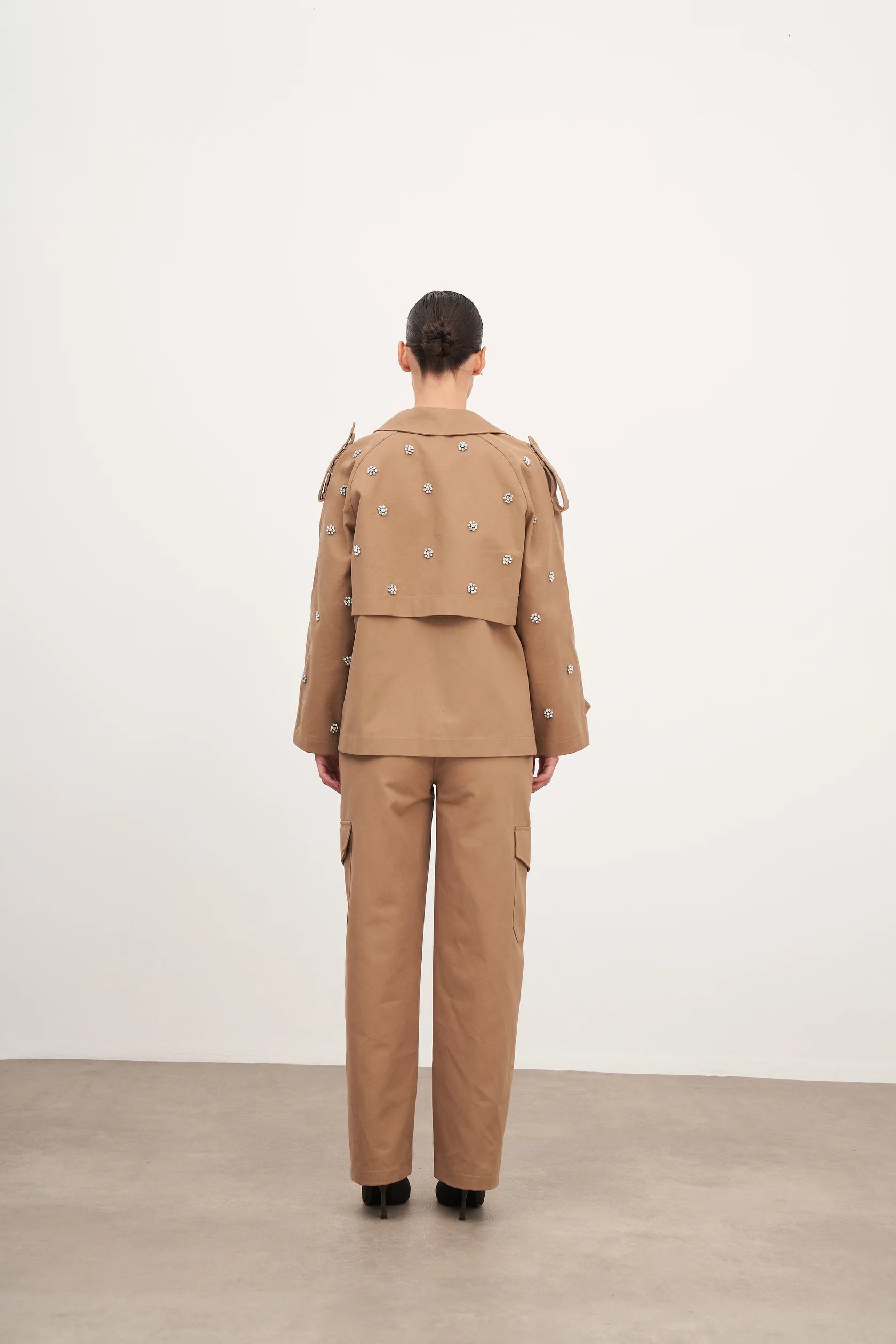 Taş İşlemeli Kanvas Ceket