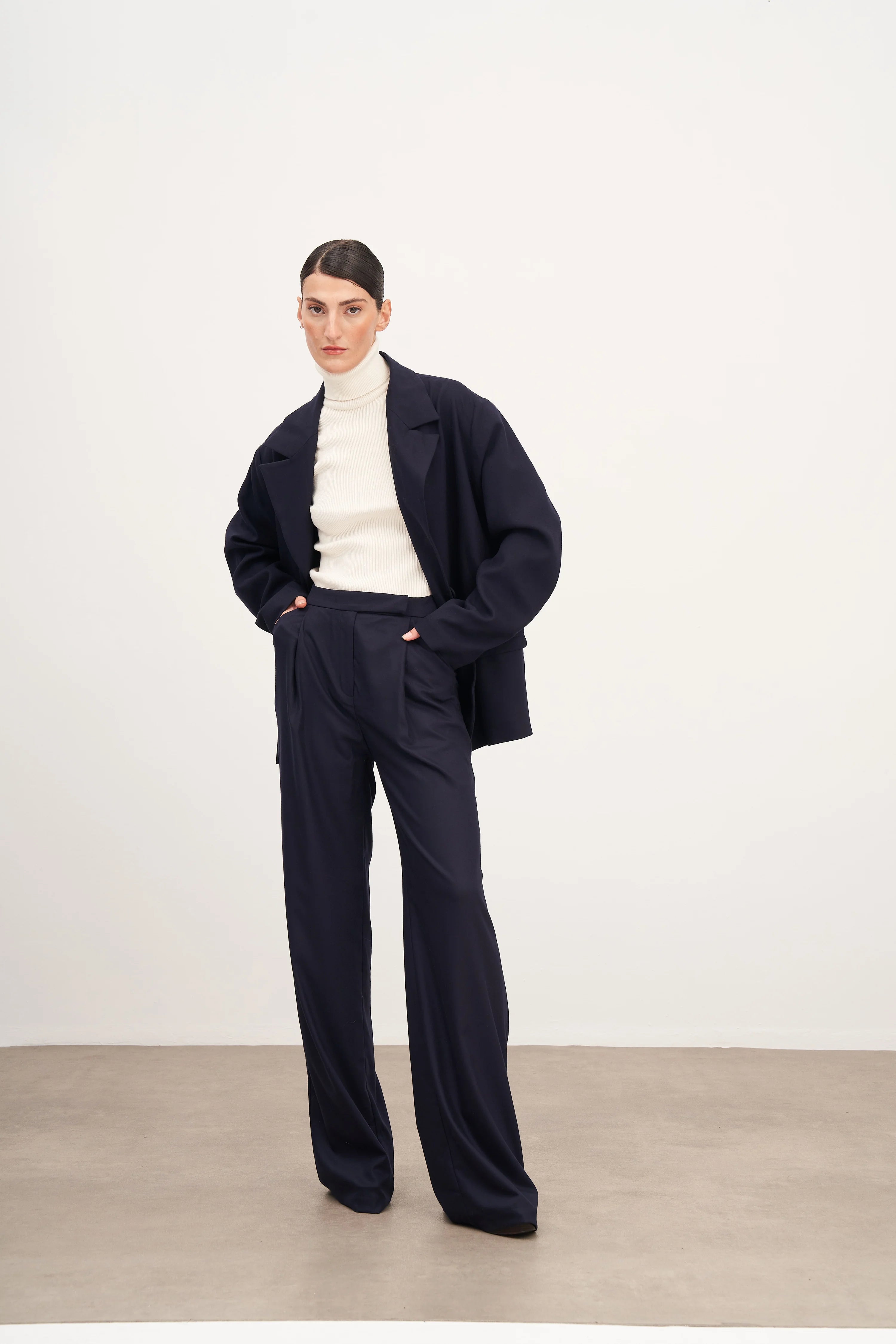 Yün Görünümlü Oversized Blazer Ceket