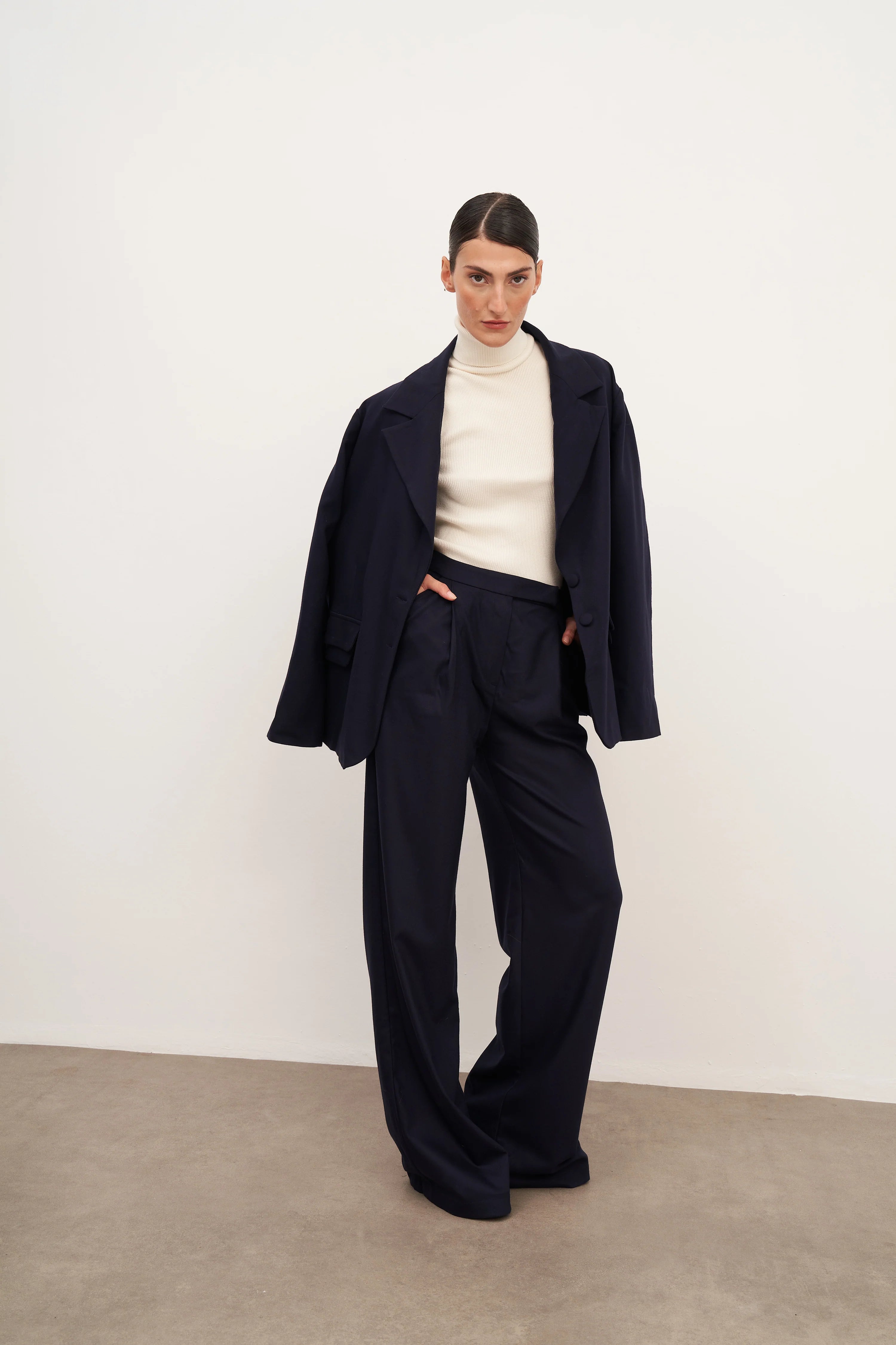 Yün Görünümlü Oversized Blazer Ceket