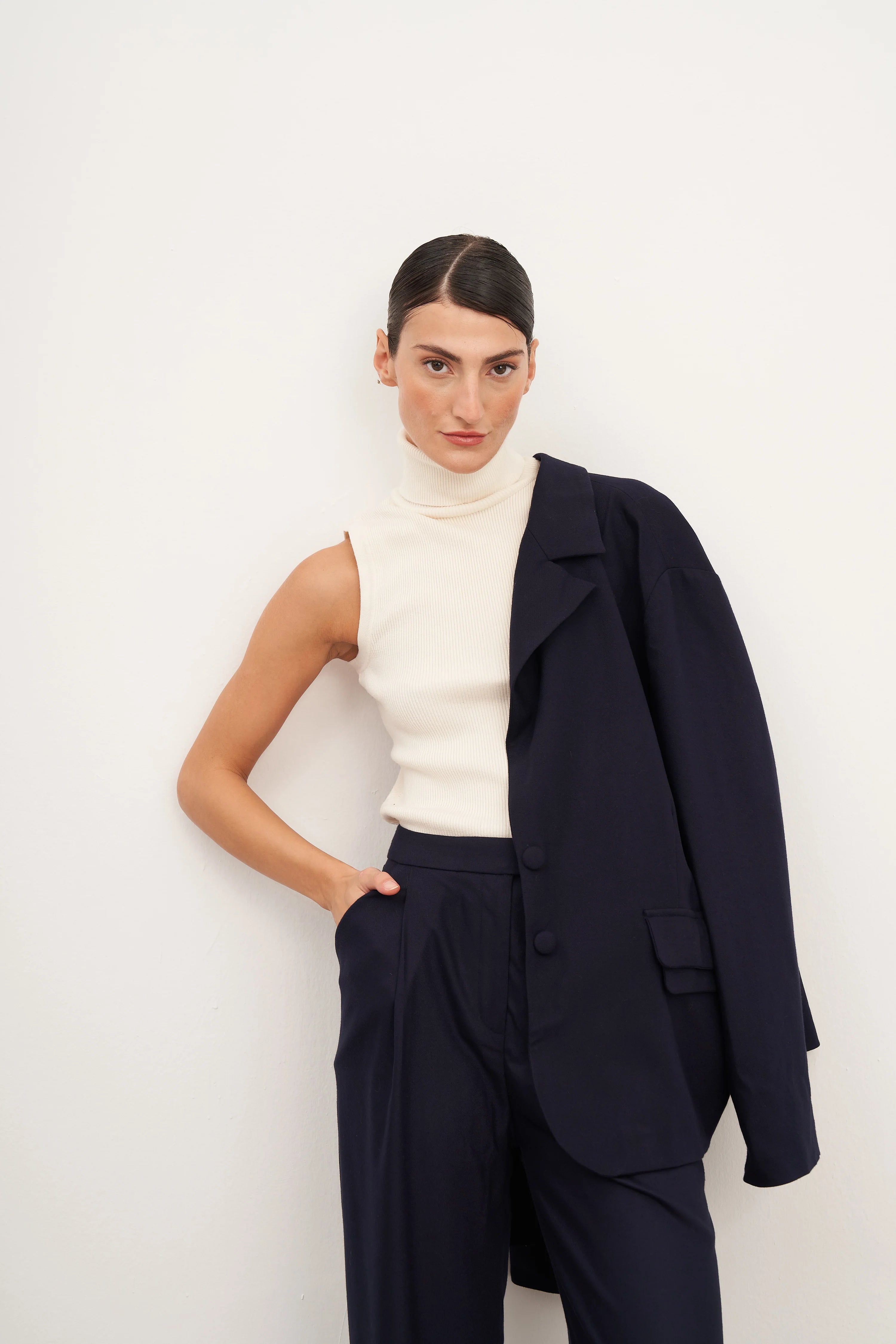 Yün Görünümlü Oversized Blazer Ceket