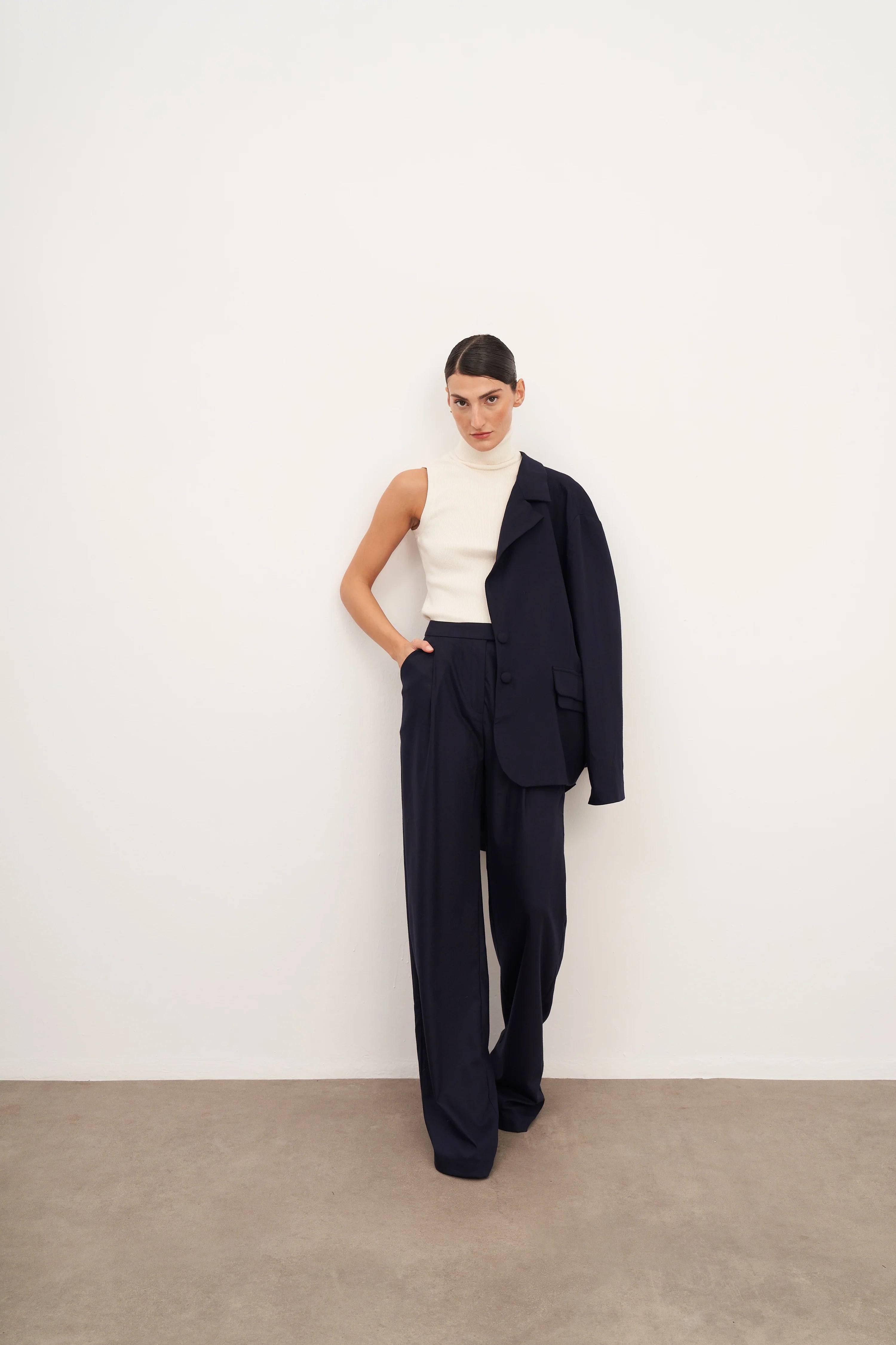 Yün Görünümlü Oversized Blazer Ceket