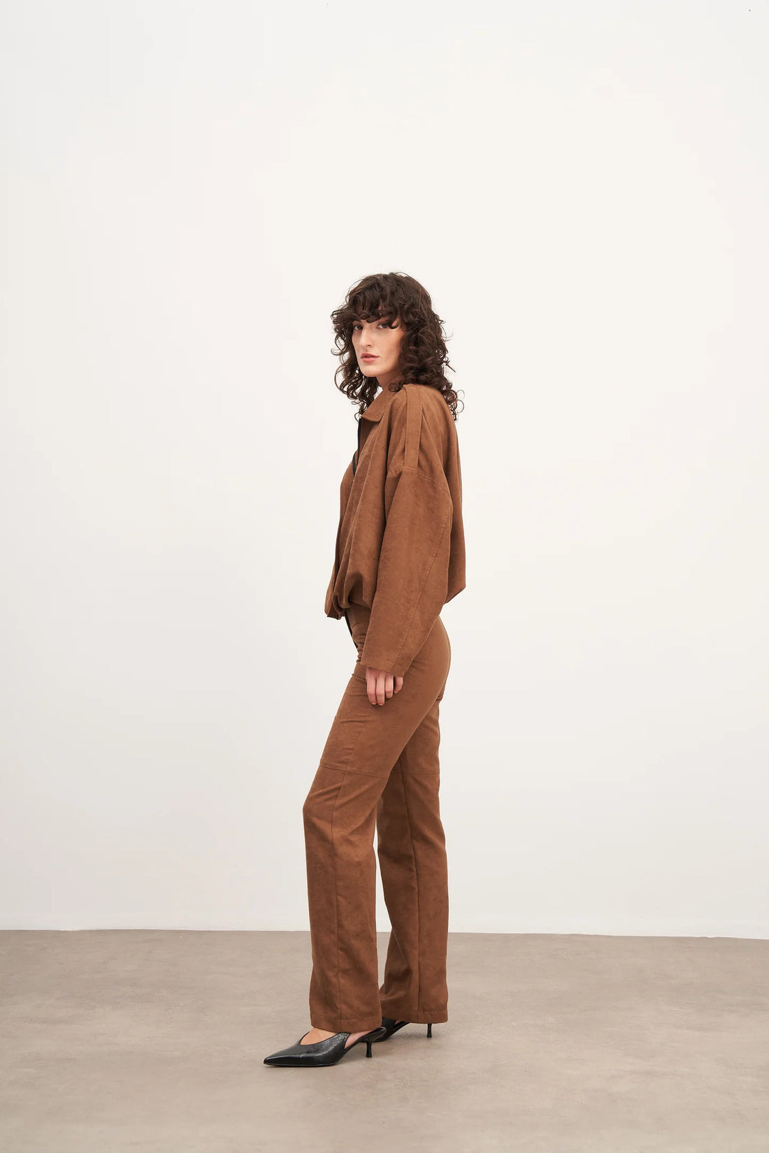 Taba Süet Flare Pantolon