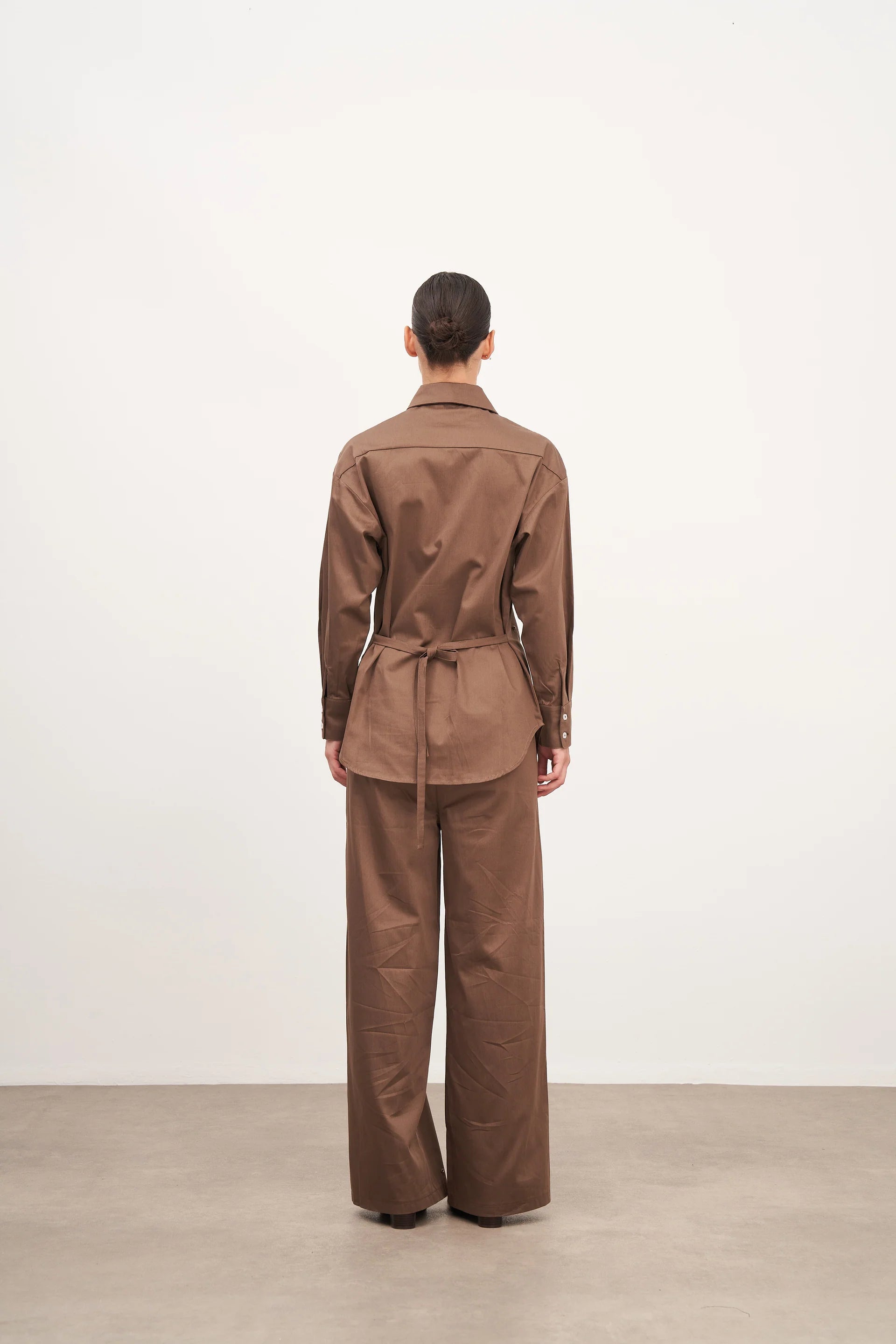 Kahverengi Taş İşlemeli Rahat Pantolon